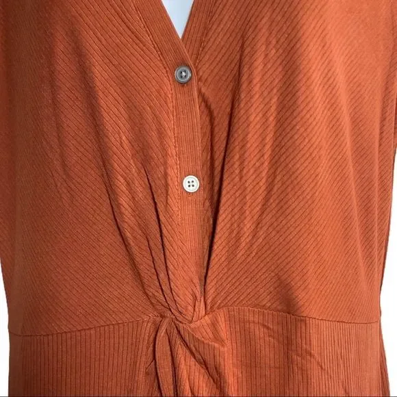 NWT LOFT Rust Orange Henley Twist Midi Dress L - Picture 6 of 10